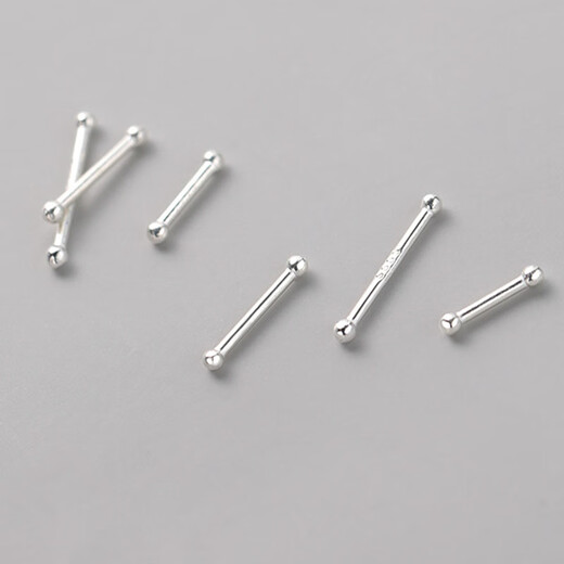 Nianfu 999 sterling silver earrings for women, simple ear piercing ear sticks, no need to pick them when sleeping, Mid-Autumn Festival gift for girls, 8-9mm silver, four pack