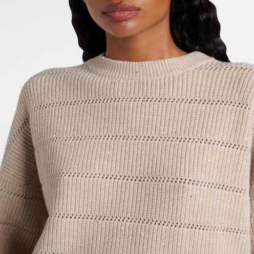 Brunello Cucinelli Cajeza y suéter de mezcla de lana P01054344 beige xxs CN 155/80