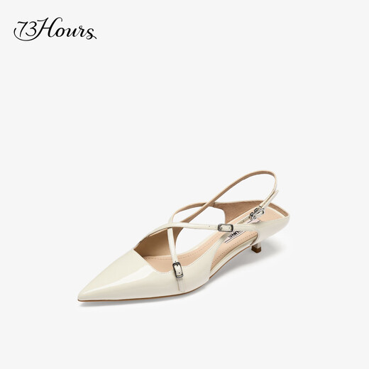 
73Hours women's shoes Susie 2025 autumn new product pointed toe thin heel solid color fashion sandals
