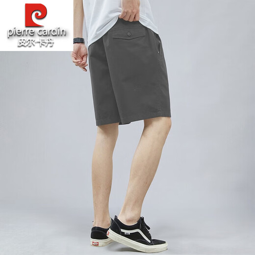 Pier Cardin haut de gamme de coton pur de gamme pour hommes 2025 Été nouveau pantalon lâche d'été pantalon à cinq points 9224-1 kaki 2xl [141-160jin [Jin est égal à 0,5 kg]]]