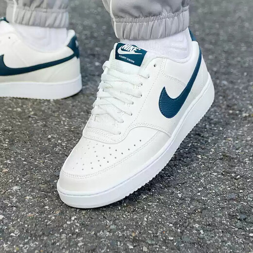 Nike Men's Chaussures 2025 Été Nouvelle version simple Air Force One Court Sports Chaussures Couleur de blé Contrôle HQ4867-101 Sail blanc / Ortel Deep Sea Blue 45