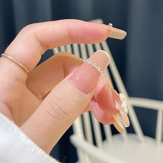 My Seven Days Internet Celebrity Wearing Armor Medium-Length White Bow Diamond Chain Sweet Nail Patch Removable Manicure BY1047 Crystal Purple Butterfly Glue Style