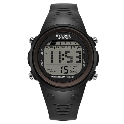 
Shinuoke men's large screen electronic watch waterproof multifunctional outdoor sports mountaineering and running fashion sports 9898 black