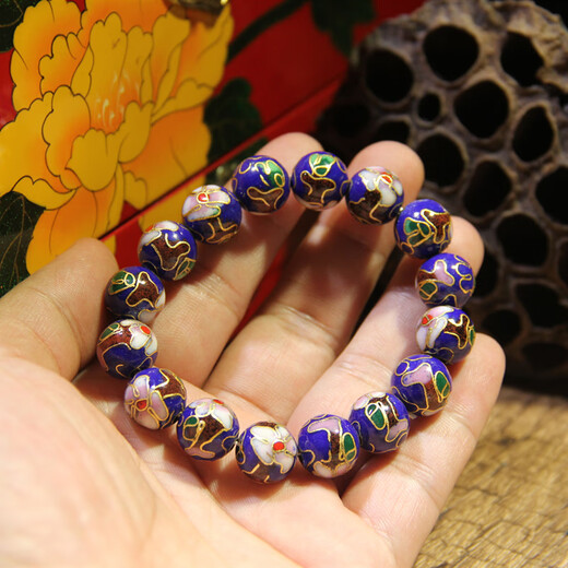 Mu Huanshun Beijing cloisonné polished bracelet bracelet copper tire cloisonné enamel old goods DIY jewelry collection gift beads diameter 1.2cm (yellow)