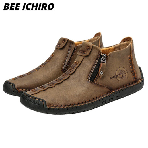 Bee Ichiro Chaussures en cuir décontracté pour hommes Automne Cuir One-Fot Business Casual Cuir Soft Soft Sof Sole Chaussures Chaussures pour hommes 6625 Bleu 41
