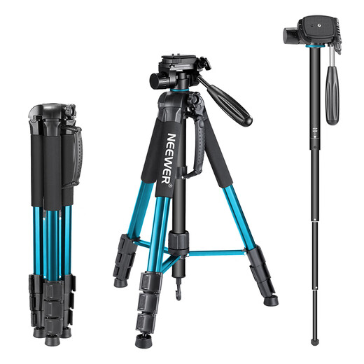 NEEWER/SAB264 camera tripod with monopod, SLR, micro-Single phone, rocker arm tripod, live photography, selfie, video stand, trekking pole, night fishing light, limited time special offer, 142cm grade - aluminum alloy - more stable and lighter