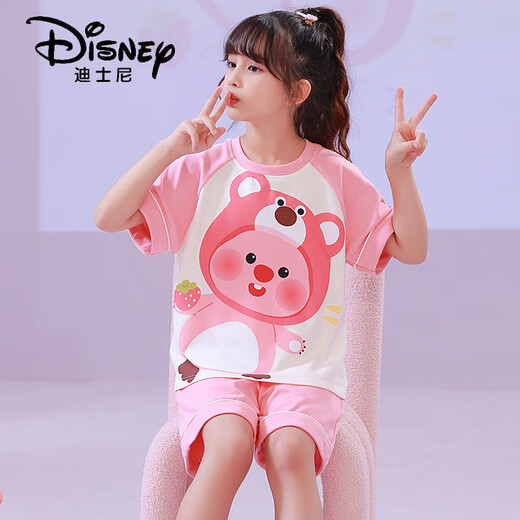 Disney 2025 new children's pajamas girls summer short-sleeved cartoon medium-sized children girls breathable home air conditioning suit short-sleeved cover Z6627# dinosaur 170 size 10 [suggested height 105-115CM]