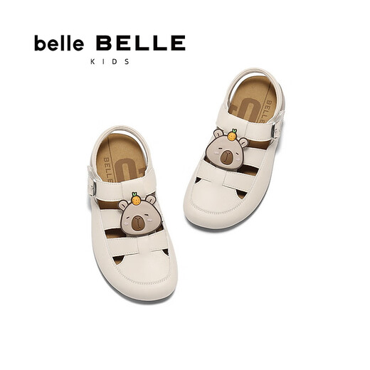 Belle Children's Shoes Woven Style Velcro Toast Shoes 2025 Xia Xin Mall Same Style Birkenstock Shoes 90372B75 Beige 30