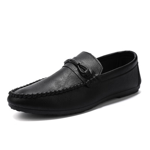 Spider King (ZHIZHUWANG) leather face British driving fashion men's lof bean shoes men's versatile breathable men's shoes soft sole soft leather summer D826 black 39