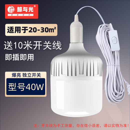 Whale and Light LED energy-saving light bulb with plug household plug-in e27 socket lamp with switch line super bright hanging small wall lamp 10 meters line