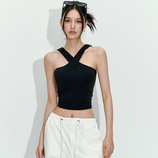 LULUUVTTOH all-in-one halter neck yoga bra for women summer new Pilates vest sports outer fitness wear black L