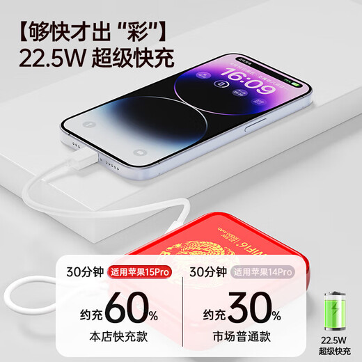 小叮讯移动随身wifi 5ghz无限流量2025款充电wifi二合一无线网随身wifi免插卡便捷式三网通 【22.5W双线快充】1W毫安|中兴微芯片-中国红 网速可达150M  不限速不虚标  支持32人共享