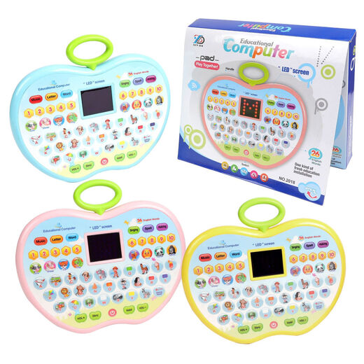 
Shantoulin Village Cross-border Children's LED Screen in English Apple Learning Tablet Large Capacity Point Reading Early Education Story Machine Toys LED Screen Apple Learning Machine (light blue)