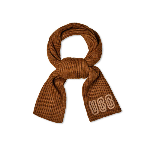 
UGG Autumn New Women's Fashion, Casual Warm and Comfortable LOGO Solid Color Coarse Rib Shawl Scarf 102787 DEC Dirk Brown