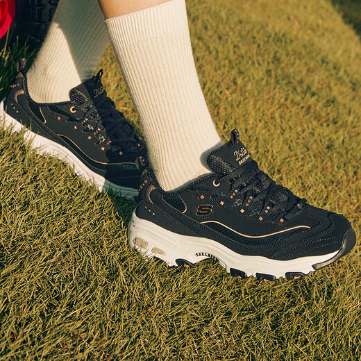 Skechers women's shoes new thick-soled heightened outdoor casual shoes retro studded daddy shoes panda shoes 11979-BKGD 35