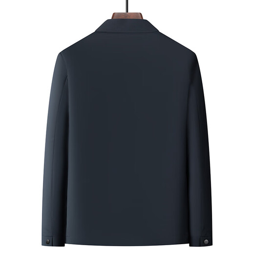 Li Meng Autumn and Winter Jacket Men's Wool Thin Cotton Jacket Top Business Lapel Dad Clothing Navy XL