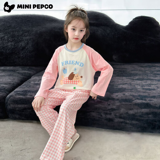Little Schwein Banner Kinder Herbst Pyjamas Mädchen Cartoon Herbst Kleidung Herbst Hosen Mädchen Internet Promi Haus Kleidung Baby Junge Langarm Unterwäsche Set Blau 140 cm
