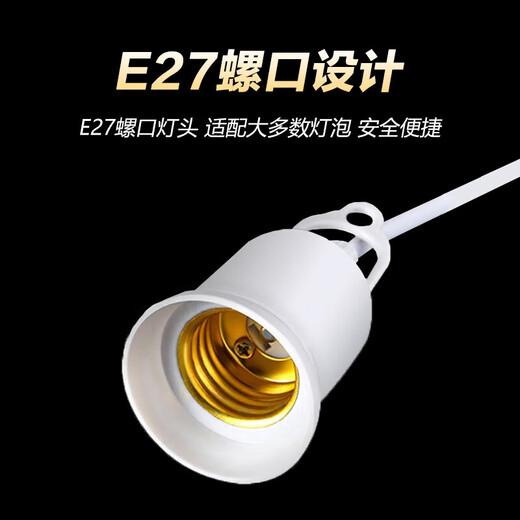 Beigong E27 screw socket, chandelier switch extension cord, hanging LED lamp with wire plug, 4-meter screw socket lamp holder