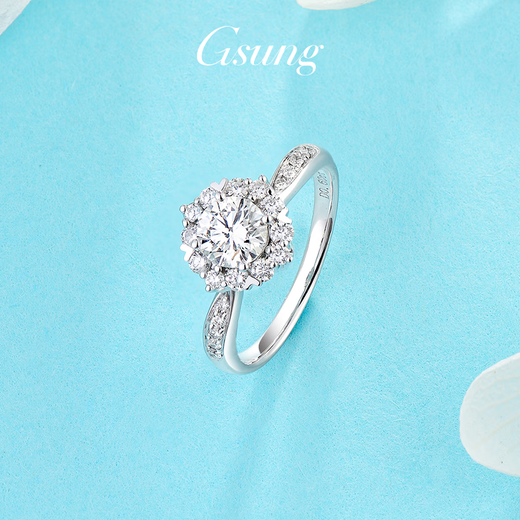 GsunG platinum diamond ring for women, brilliant PT950 pure platinum ring, fashionable and shiny proposal, wedding and Chinese Valentine's Day gift. Priced by gram. Contact before bidding.