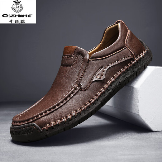 Mille papier grue luxe 2025 Nouveau couture à la main de grande taille chaussures décontractées chaussures de place pour hommes chaussures simples chaussures en cuir masculin 9918 noir 38
