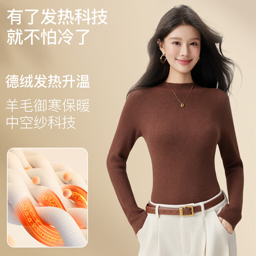 Catman 2025 new seamless knitted sweater for women, mid-high collar pullover black bottoming shirt with slim warm sweater top