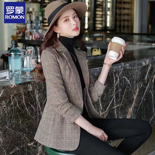 Luo Meng 2025 Spring and Autumn New Style Waist Fit Suit Jacket Design Niche Slim Casual Suit Women's Fashion Blue-1 234 Styles L Recommendation 85-100Jin Jin is equal to 0.5 kg