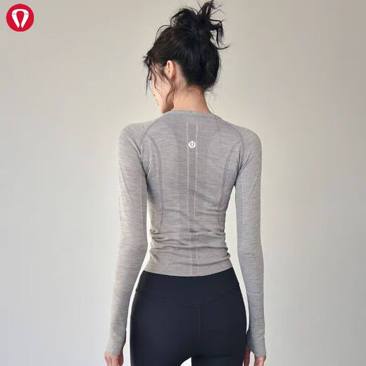 LULU Lulu Sports Top Women's Spring and Summer Slim Round Neck Quick-Drying Running Pilates Training Fitness Wear Long Sleeve New CX-516 Salt Water Blue S