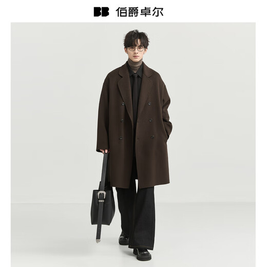 Earl Zall Cashmere Wool Blended Mid-Length Double-sided Wool Coat Men's 2025 Autumn and Winter New Jacket P541523 Storm Gray Regular Version-No Liner 3XL (190)