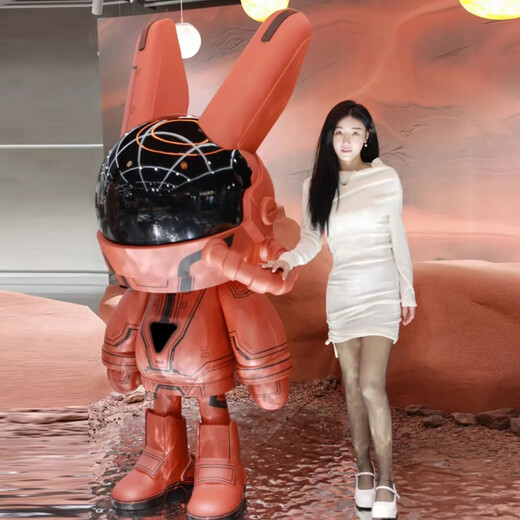 Internet celebrity robbi Mars Space Rabbit large ornament shopping mall restaurant bar KTV trendy shop floor decoration sculpture 1.2 meters Mars Rabbit fixed jin