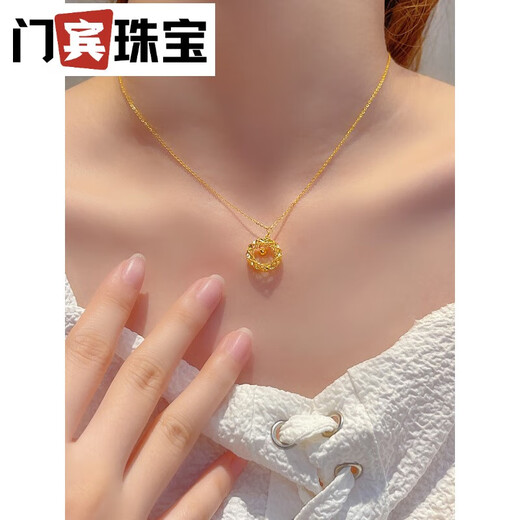 Menbin Dreamweaver Gold Necklace New Pure Gold 999 Moebius Pendant Pure Gold Birthday Gift for Girlfriend Neck Jewelry 2 Dreamweaver Pure Gold Chain Set (gold weight about 3.2g)