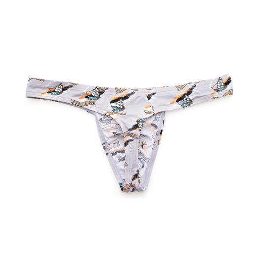 Fearless Captain (BRAVEPERSON) Trendy Men's Low Waist Sexy Stretch Tight Thin T Underwear Sports Youth Large Size U Protruding Bag Thong Gray M