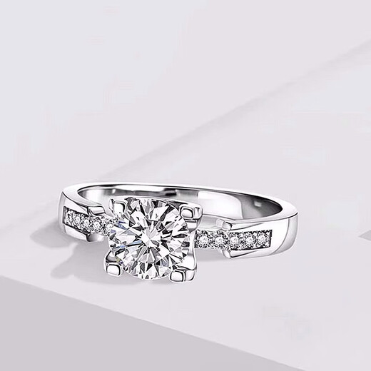 I Do platinum PT950 diamond ring 1 carat micro-paved bull head cultured diamond proposal engagement diamond ring gift for girlfriend micro-paved bull head 50-point diamond size 14