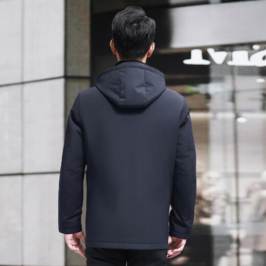 
BABAOLANG mink coat men's parka can remove mink fur in winter, one-piece inner liner middle-aged Nickname fur coat Navy blue XL (175) Recommended weight 125-140 Jin [Jin equals 0.5 kg]