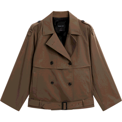 Massimo Dutti Discount Upgrade 2026 Women's Urban Versatile Casual Style Belt Short Windbreaker Jacket 06777777 Dark Brown XS (CN 165/84A)