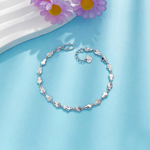 Beijing Gold Trading Center Co., Ltd. platinum bracelet pt950 Fulu continuous smooth laser gourd bracelet for women as a birthday gift for girlfriend and wife, about 8g