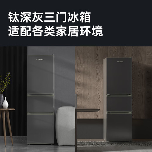 HYUNDAI (Korean Hyundai) Large Capacity Double Door Two Door Refrigerator Household Medium Small Refrigerator Freezer Refrigerator Rental Dormitory Energy Saving 242L Gray First Level Energy Efficiency + Three Doors and Three Temperatures