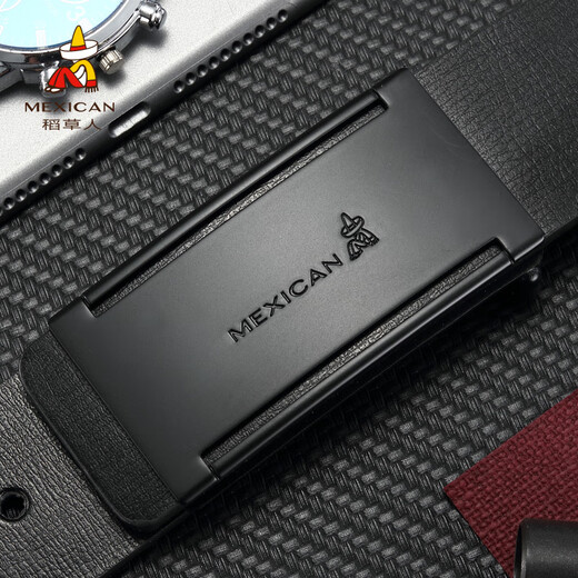 
Scarecrow (MEXICAN) belt for men's youth smooth buckle belt for men's genuine leather board buckle trendy Korean casual pants belt [TD13975-A] toothless automatic buckle 120cm