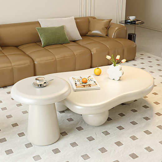 Seaworthy modern simple special-shaped cloud coffee table living room small apartment home high-end light luxury coffee table tea table tea table new combination black ball white table 100 + white frame black table 50