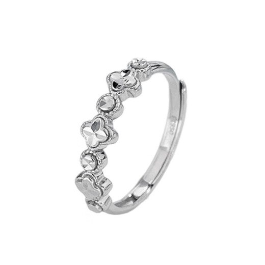 Lao Fengxiang pt50 platinum small lucky imitation diamond four-leaf clover women's ring as a birthday gift for girlfriend and wife platinum about 3.19g