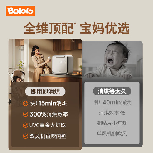 Bololo UV bottle sterilizer, baby bottle sterilization and drying two-in-one, heavyweight flagship, all-purpose Z50-33 gold lamp beads, 25L, 15min ultra-fast sterilization and drying