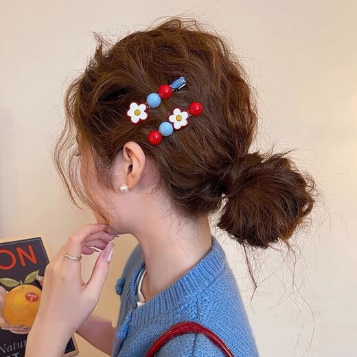 Rock Sugar Hawthorn Flower 2025 New Hairpin Women's Side Clip Sweet Forehead Hairpin One-Word Bangs Clip Headwear Main Image 2-piece Set