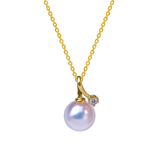 DR GRAFFCARNY natural Japanese akoya freshwater pearl pendant 18K flower bead goddess necklace clavicle chain gift 18K diamond goddess grade 7.5-8mm