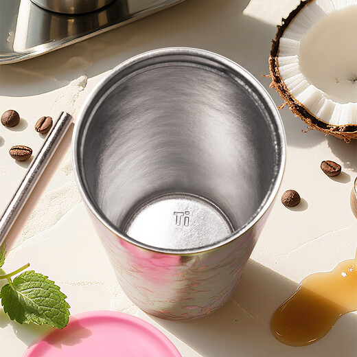 Tianchu pure titanium thermos cup, high appearance, cold insulation coffee cup, tea straw, outdoor titanium cup gallery series rose 570ml