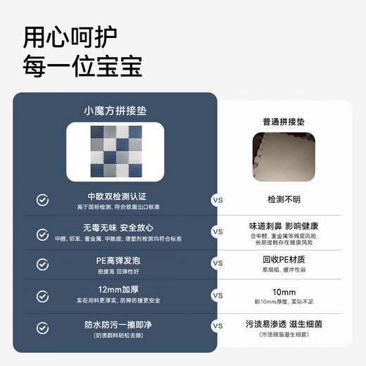 Jingdong Tokyo-made small Rubik's Cube crawling mat anti-fall splicing mat PE foam floor mat bedroom living room non-slip sound insulation 60*60cm*6 pieces