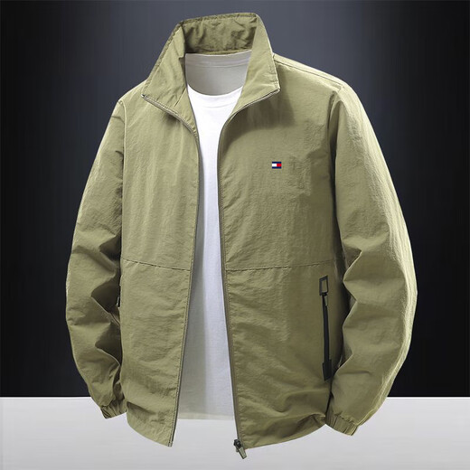 TOMMYBULL American Tommy Tommy Stand Collar Work Jacket Men's Autumn and Winter New Fashion Versatile Thickened Warm Jacket 2502-Dark Gray (Thin) XL 130-145Jin Jin is equal to 0.5 kg