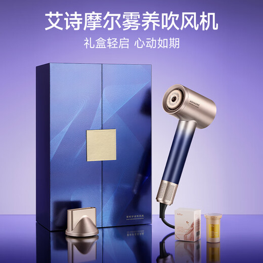 ASHMORE flower core mist nourishing high-speed hair dryer household electric hair dryer quick drying without damaging the hair practical gift box for Valentine's Day birthday gift for boys and girls AS-HD01 Golden Blue