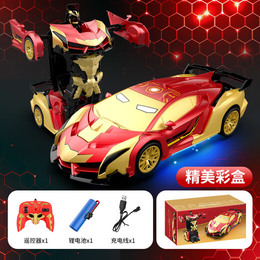 Shantou Lincun cross-border 1 18 remote control deformation car one-click deformation robot electric remote control simulation car model children's racing yellow small deformation car standard 1 battery + charging cable + screwdriver