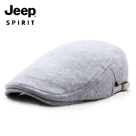 JEEP Autumn and Winter Hat Men's Cotton Peaked Hat Korean Version Light Board Solid Color Painter's Beret Women's Black One Size Adjustable