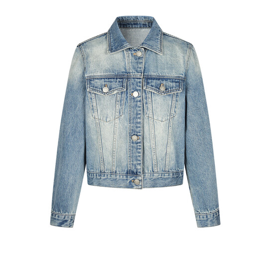 FivePlus washed denim jacket for women in autumn and winter, versatile and high-end wear, slimming top for small people, denim blue M