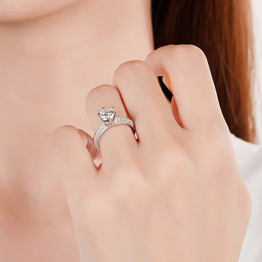 DR one carat diamond ring PT950 platinum moissanite diamond ring light luxury women's wedding ring birthday Valentine's Day gift 1 carat moissanite platinum ring/D grade live mouth adjustable size